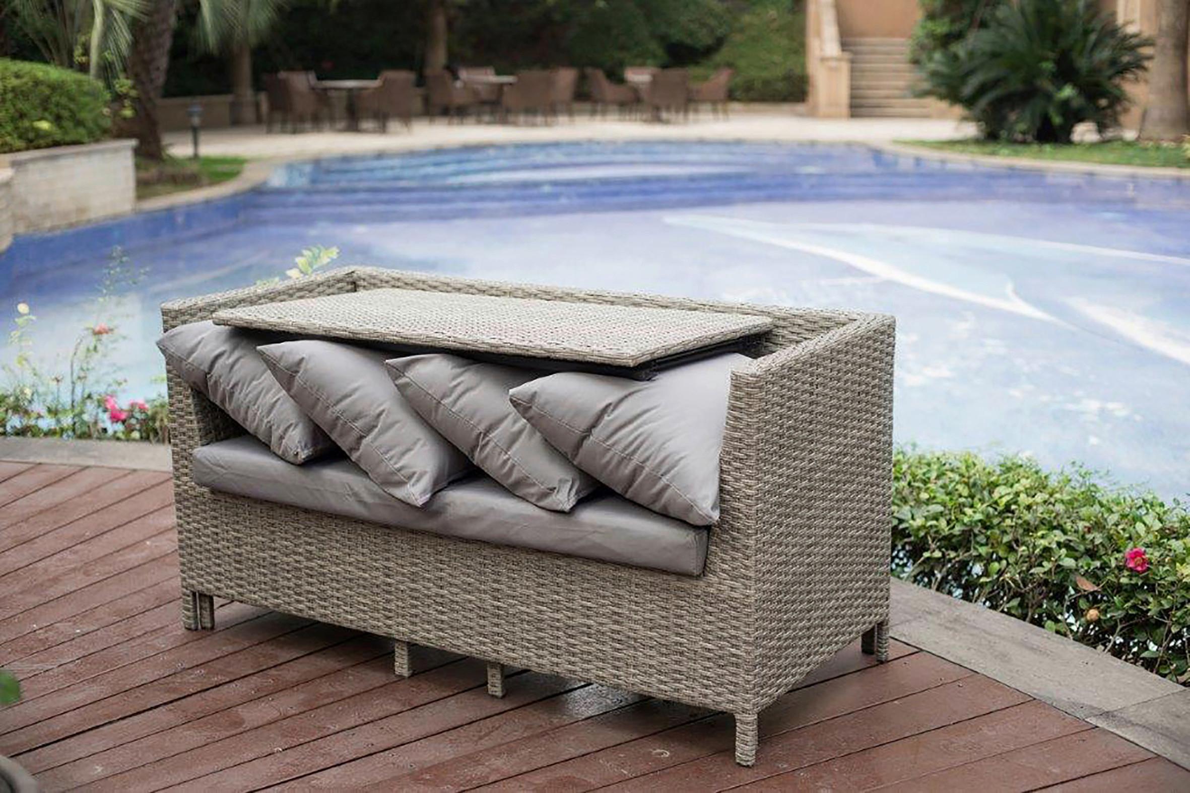 Loungegarnitur 4-tlg. Los Angeles - Beige/Grau, Basics, Kunststoff (100/53/59cm)
