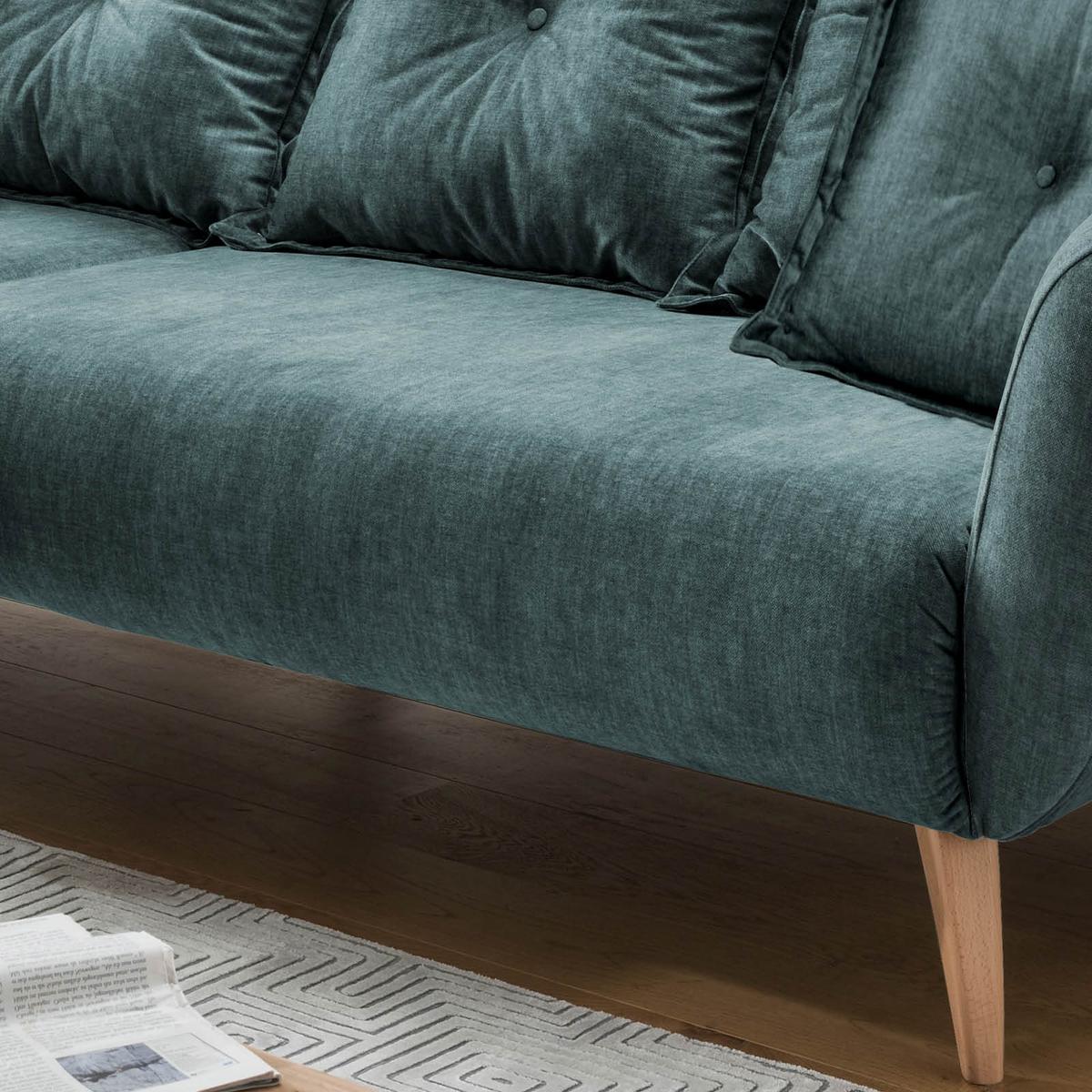 Ecksofa Baggio Blau/Grün S: 162/277 cm - Blau/Buchefarben, MODERN, Holz/Textil (162/277cm) - Livetastic