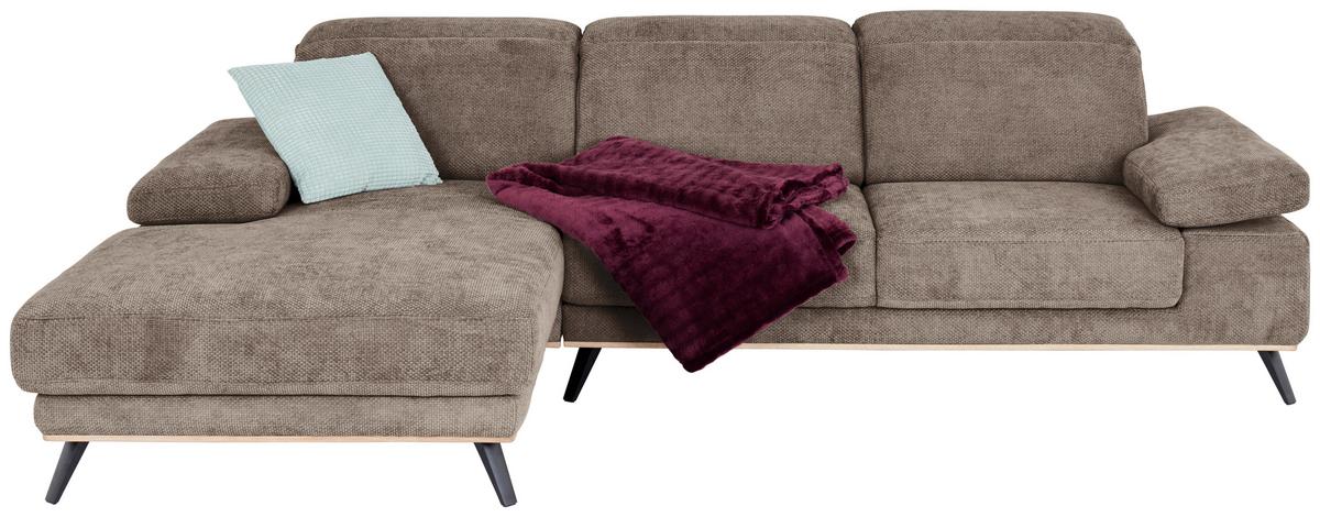Ecksofa Royce - Schlammfarben/Schwarz, MODERN, Textil (194/283cm)