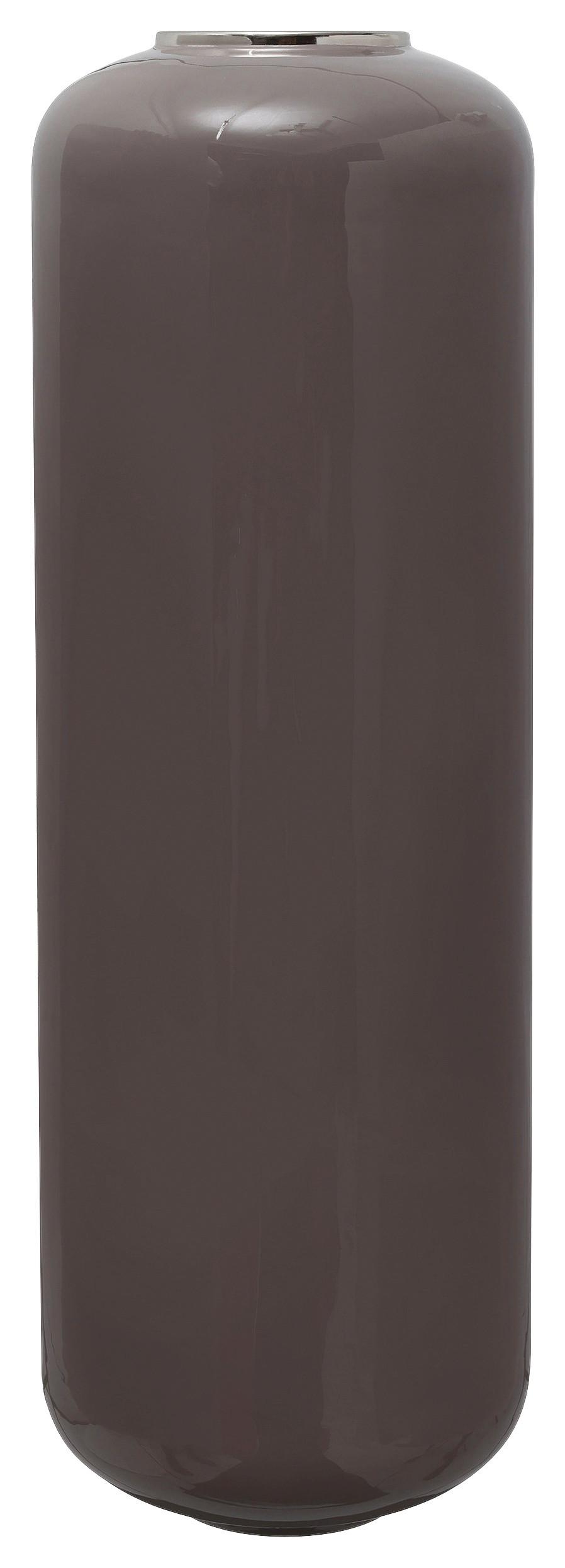 Bodenvase Art Deco Silberfarben, D: 30 cm - Silberfarben, Trend, Metall (30/91cm) - Kayoom