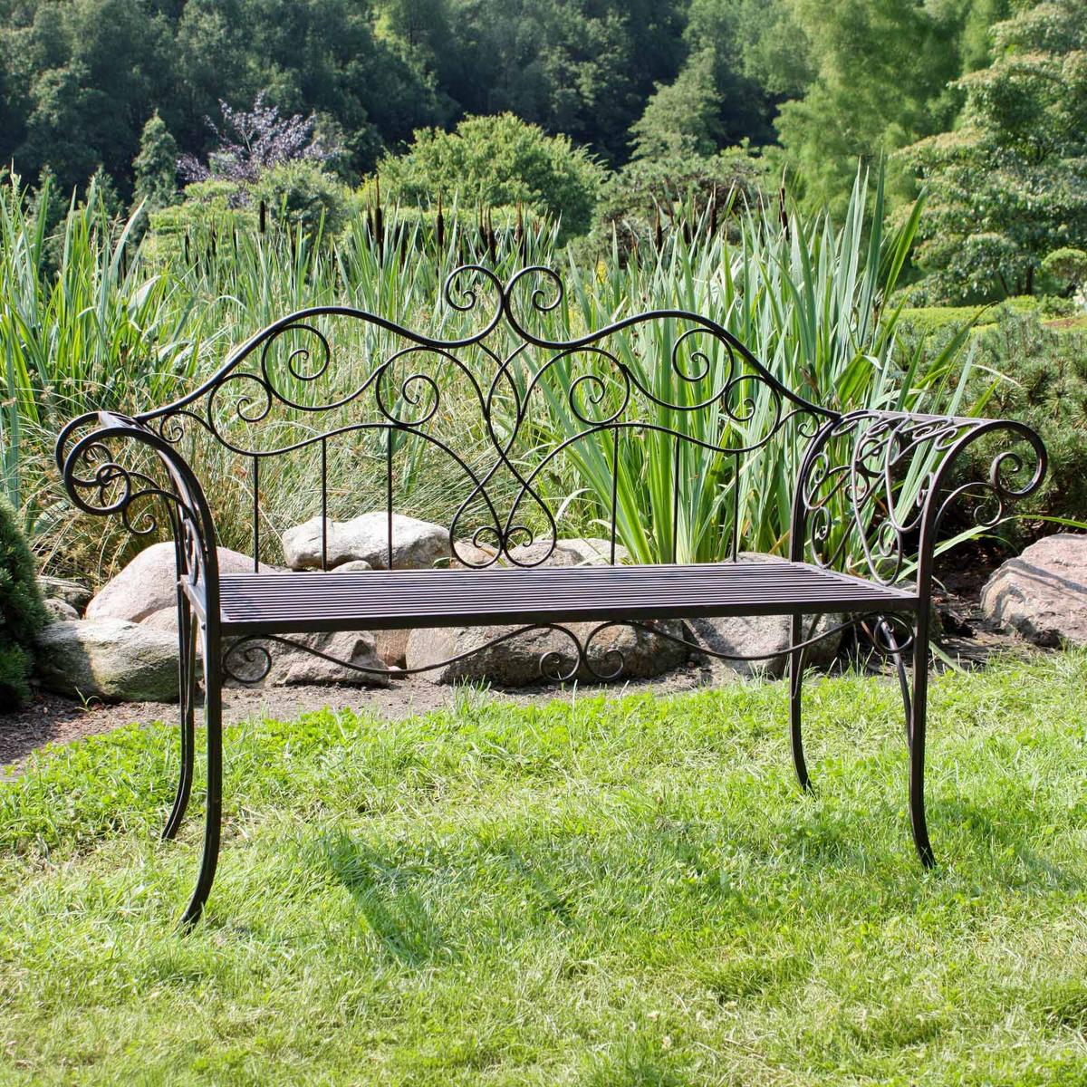 Gartenbank Eisen 2-Sitzer Selene - Rostfarben, MODERN, Metall (143/92,5/51cm)