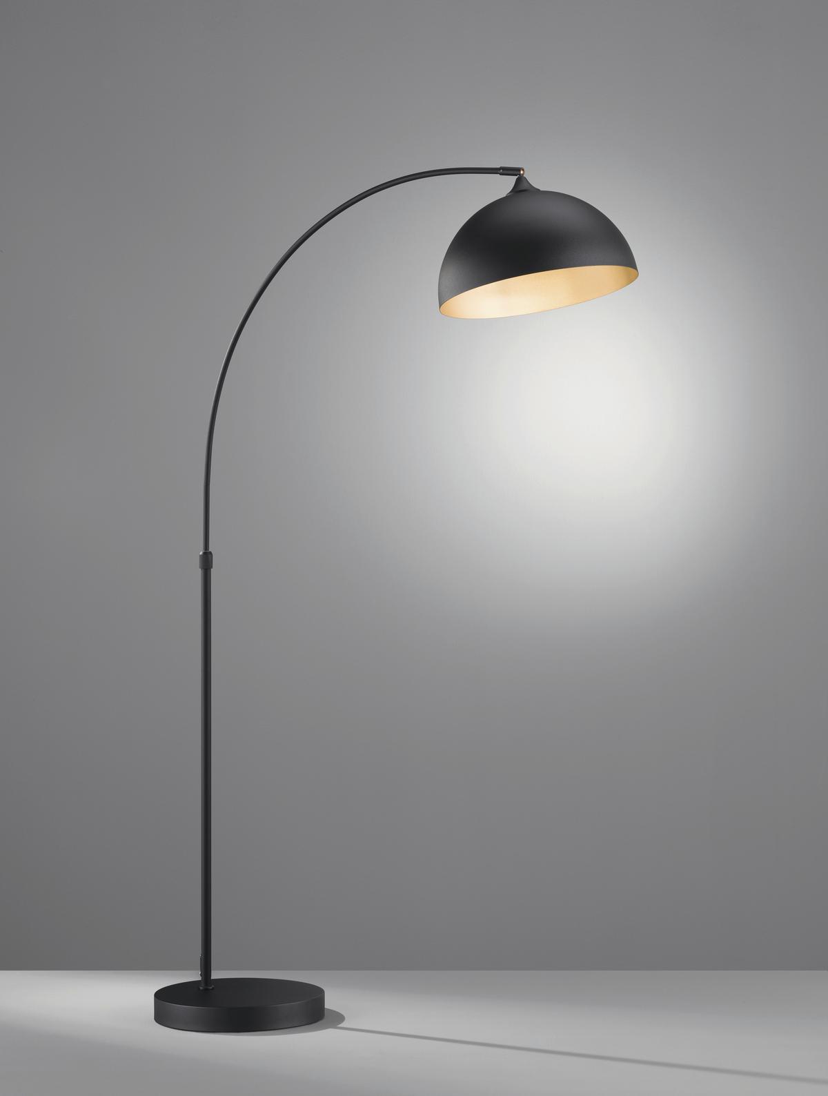 STEHLEUCHTE 40358 LEITUNG - Goldfarben/Schwarz, Design, Metall (65/65/160-200cm) - Fischer & Honsel