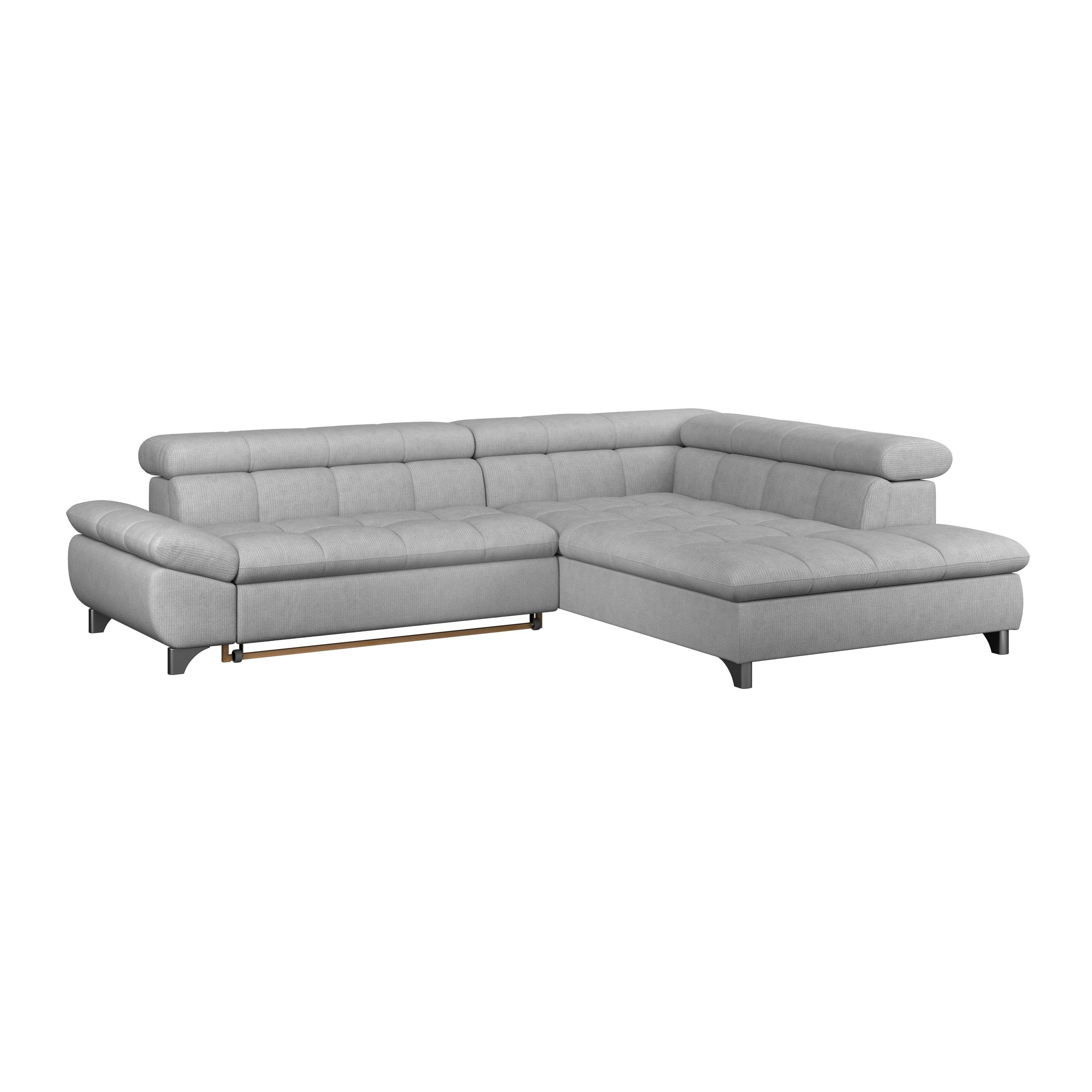 Ecksofa Mit Schlaffunktion Gemini Grau 312x234 Cm - Chromfarben/Hellgrau, KONVENTIONELL, Textil (312/234cm)