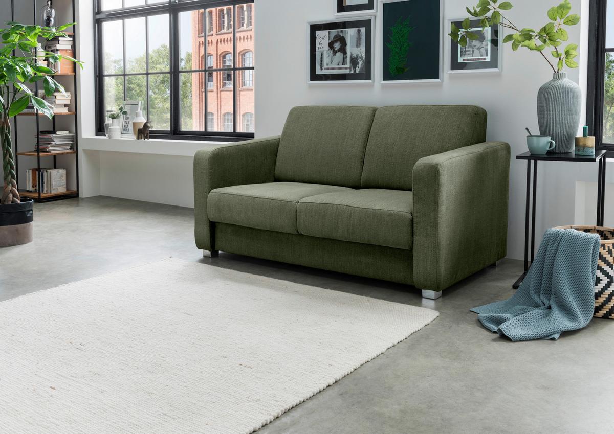 Schlafsofa Mia, Dunkelgrün B: 159 Cm - Chromfarben/Dunkelgrün, Basics, Textil (159/88/87cm) - Livetastic
