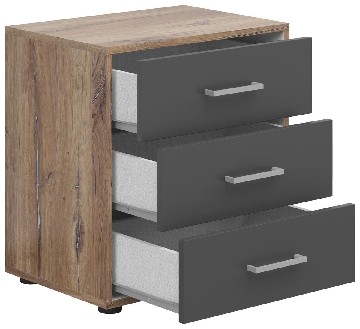 Nachtkästchen Smart 3 Flagstaff Eiche H: 54 Cm - Eichefarben/Anthrazit, Basics, Holzwerkstoff (50/54/35cm)