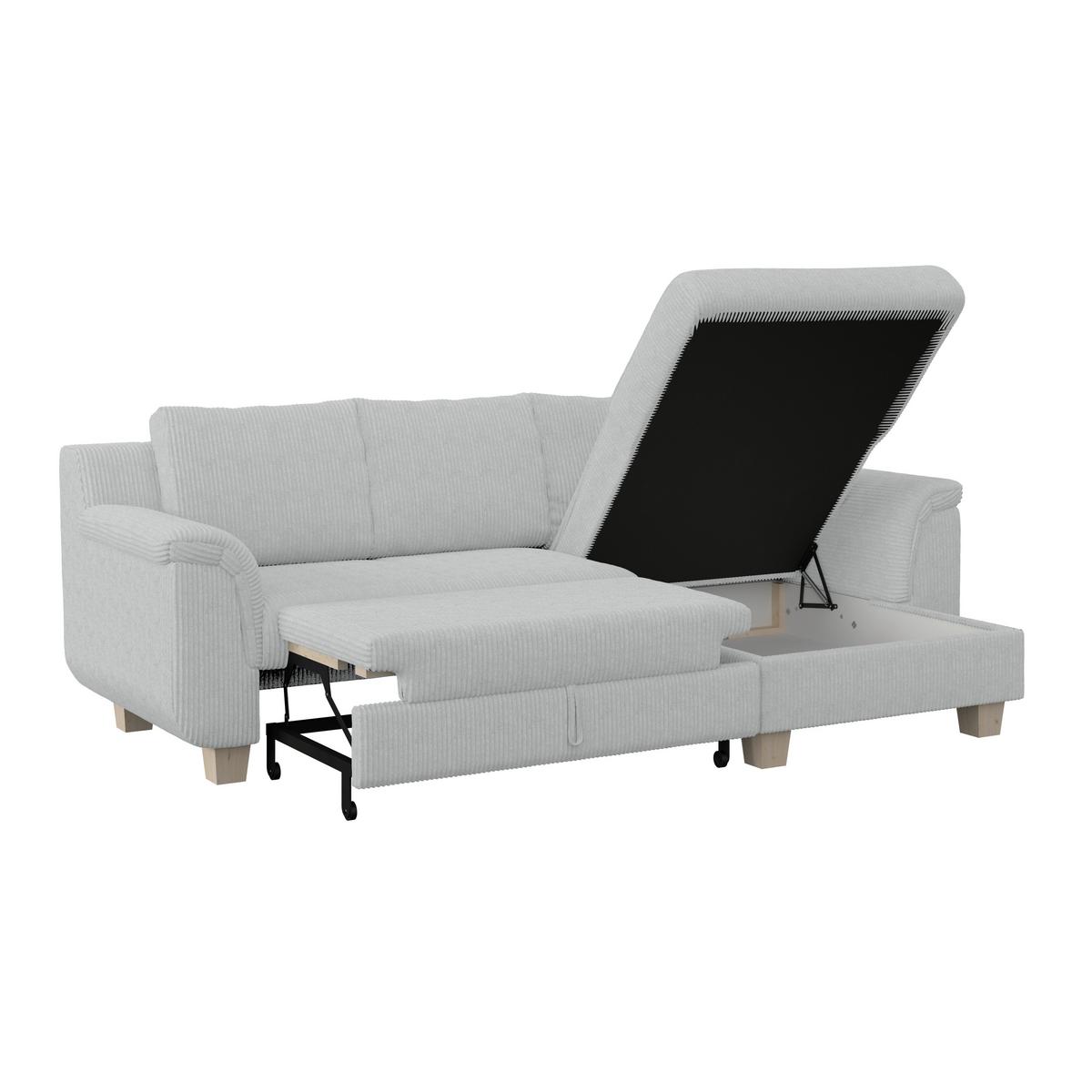 Ecksofa mit Schlaffunktion Alex Hellgrau - Hellgrau/Naturfarben, MODERN, Textil (246/156cm)