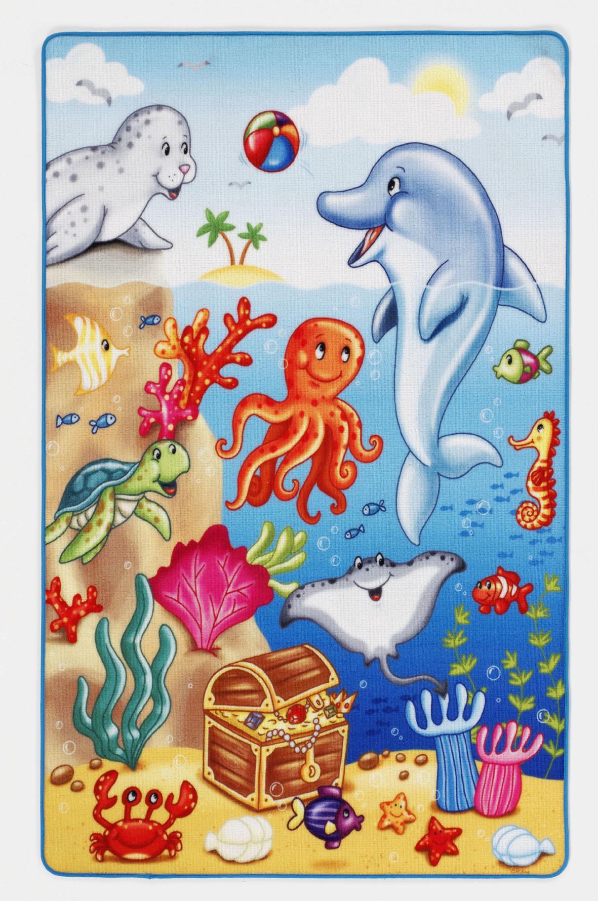Kinderteppich Lk-7 67x125 - Blau/Multicolor, Trend, Textil (67/125cm)