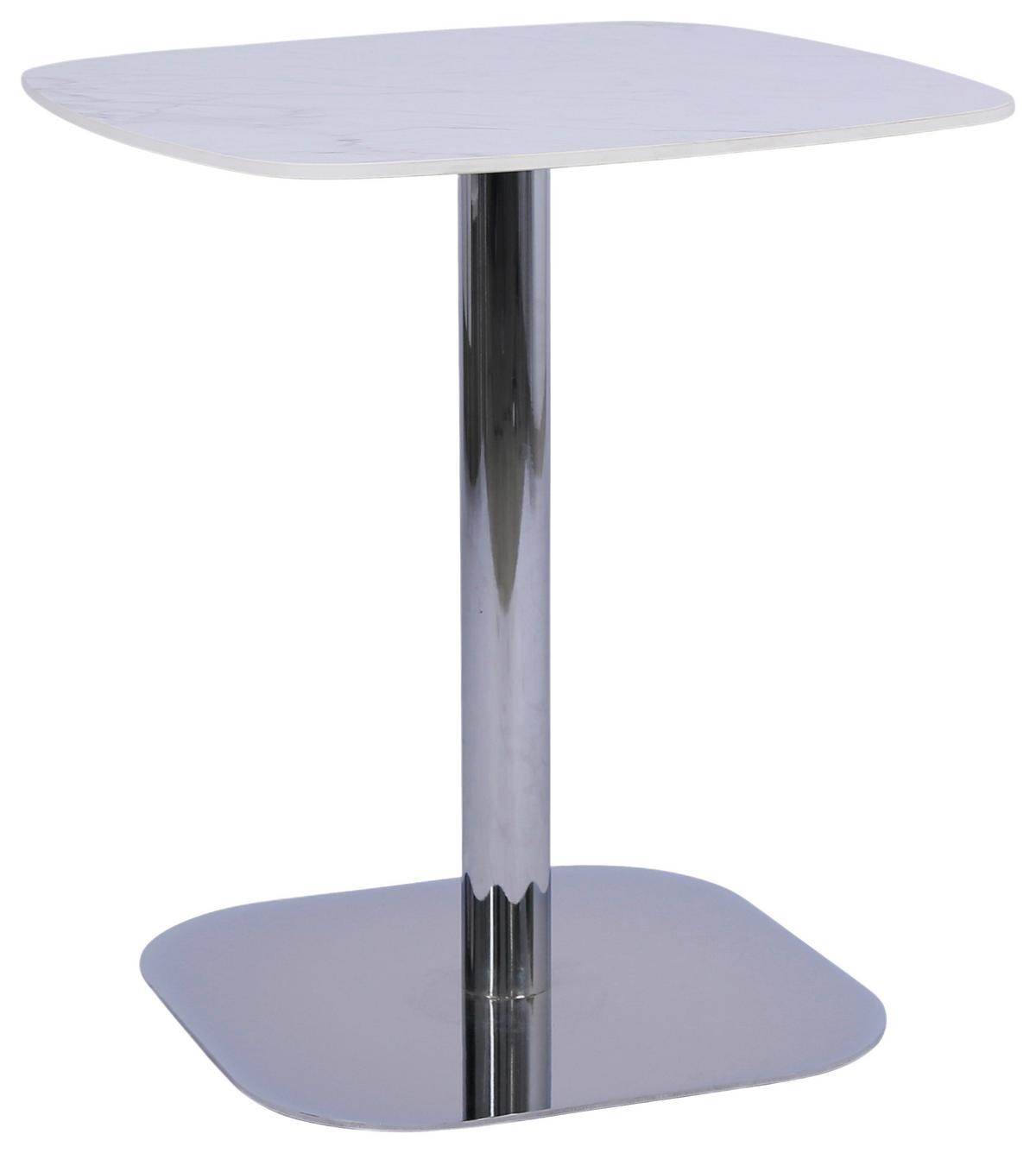 BISTRO STOLEK THEO -TREND- - bílá/barvy chromu, Moderní, kov/kámen (70/75/70cm) - Premium Living