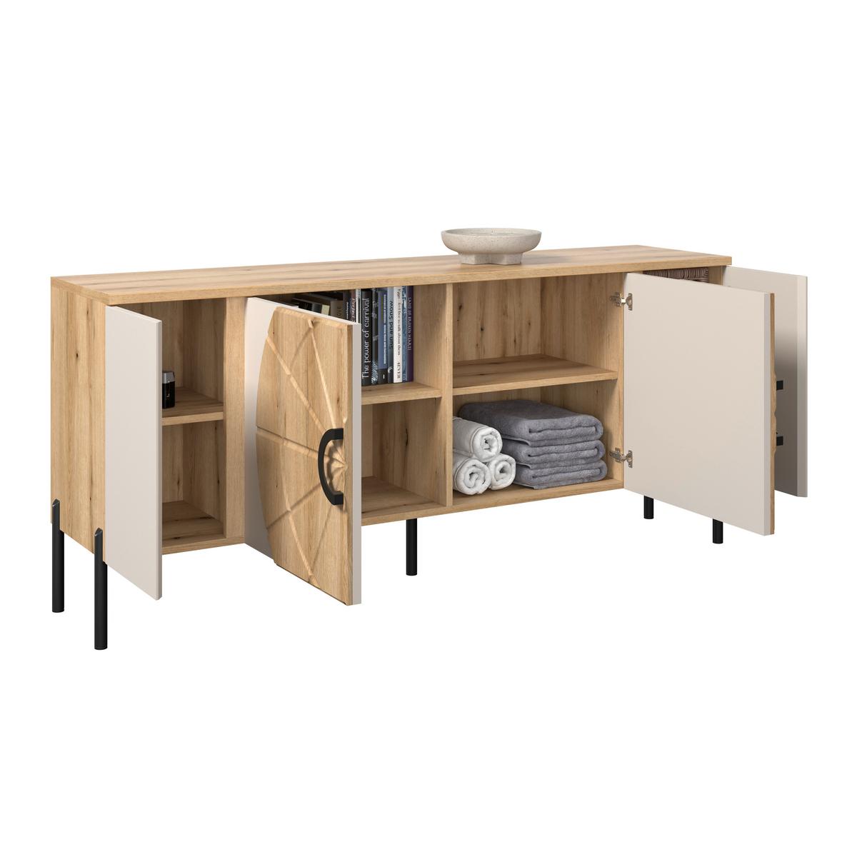 Phonotisch Hong Kong Eichefarben Kaschmir B: 160 cm - Kaschmir/Eichefarben, Trend, Holzwerkstoff (160/71,9/37,5cm)