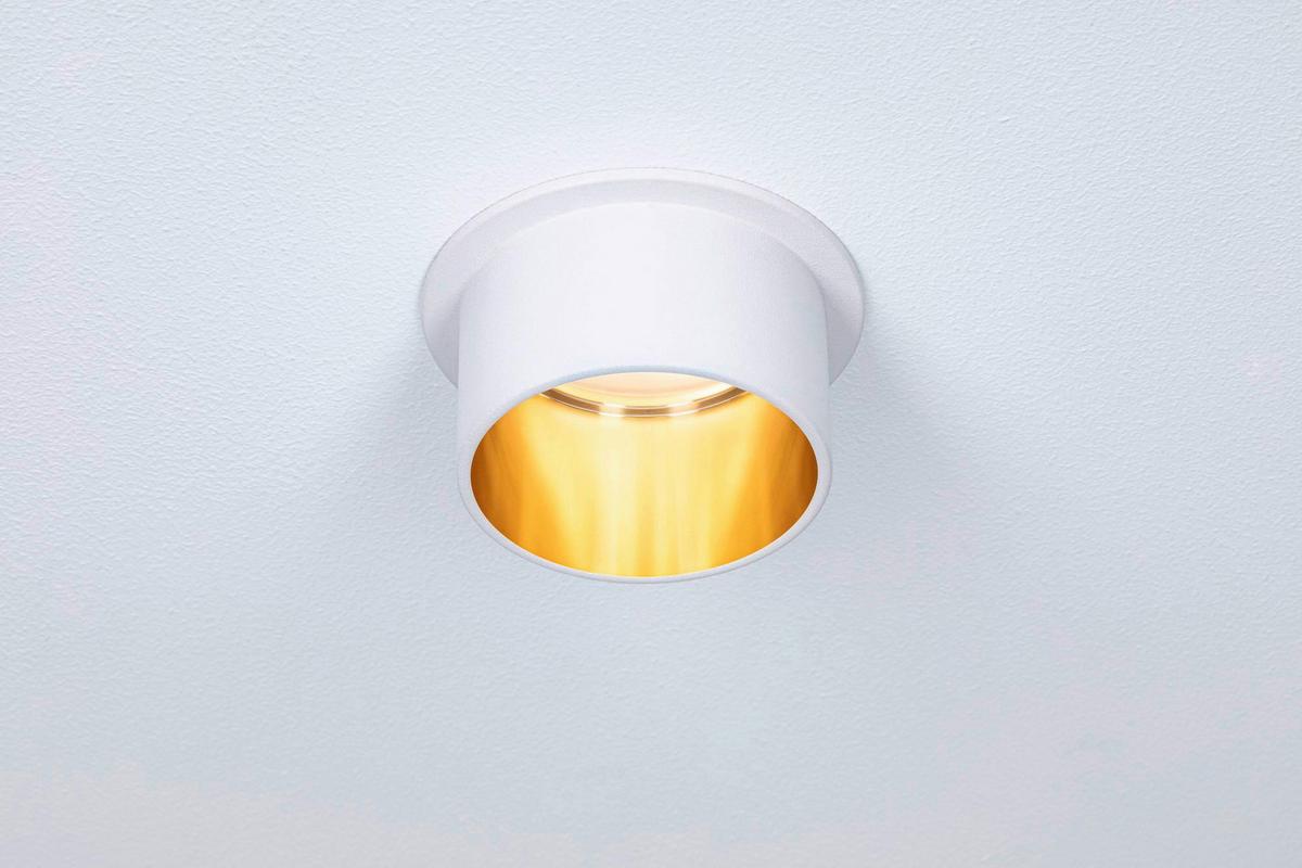 Deckenleuchte 3er-Set Ø 6,8 cm 3-Flammig, dimmbar - Goldfarben/Weiß, Basics, Metall (6,8/3,3cm) - Paulmann