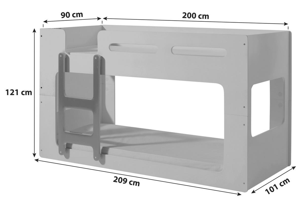 Stockbett Mit Leiter 90x200 Cm Luca Weiß - Weiß, KONVENTIONELL, Holzwerkstoff (90/200cm) - Vipack