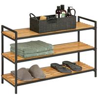 Regál na boty AZRA II - černá/přírodní barvy, Moderní, kov/přírodní materiály (70/48,5/30cm) - Mömax