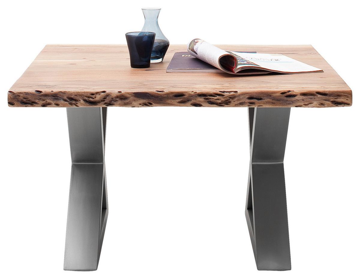 Couchtisch Holz Massiv Cartagena, Akazie - Edelstahlfarben/Akaziefarben, MODERN, Holz/Metall (75/45/75cm)