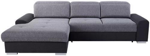Ecksofa mit Schlaffunktion + Bettkasten Malaga, Webstoff - Silberfarben/Graphitfarben, KONVENTIONELL, Textil (203/286cm) - Ondega
