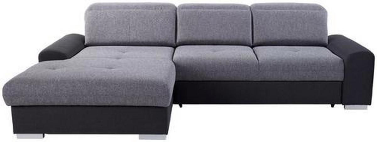 Ecksofa Mit Schlaffunktion + Bettkasten Malaga, Webstoff - Silberfarben/Graphitfarben, KONVENTIONELL, Textil (203/286cm) - Ondega