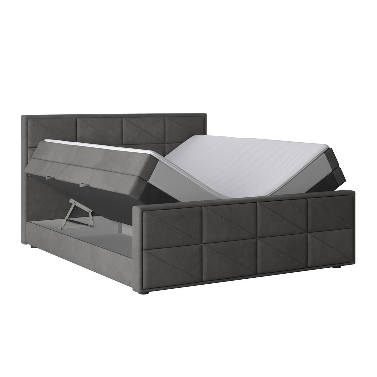 Boxspringbett mit Bettkasten Helsinki 180x200 cm Anthrazit - Anthrazit/Schwarz, MODERN, Karton/Holzwerkstoff (180/200cm) - MID.YOU