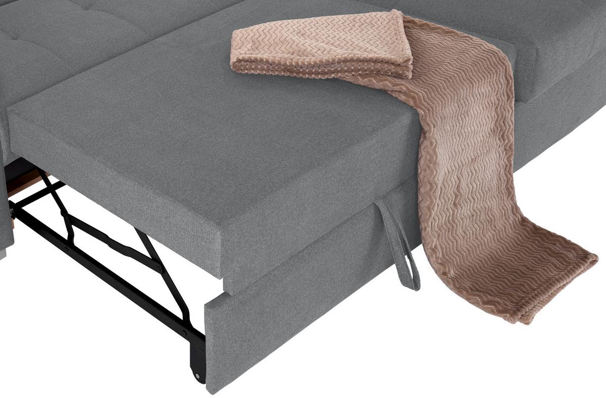 Ecksofa mit Bettkasten Perry Grau 292x183 cm - Silberfarben/Grau, Design, Textil (292/183cm) - Livetastic