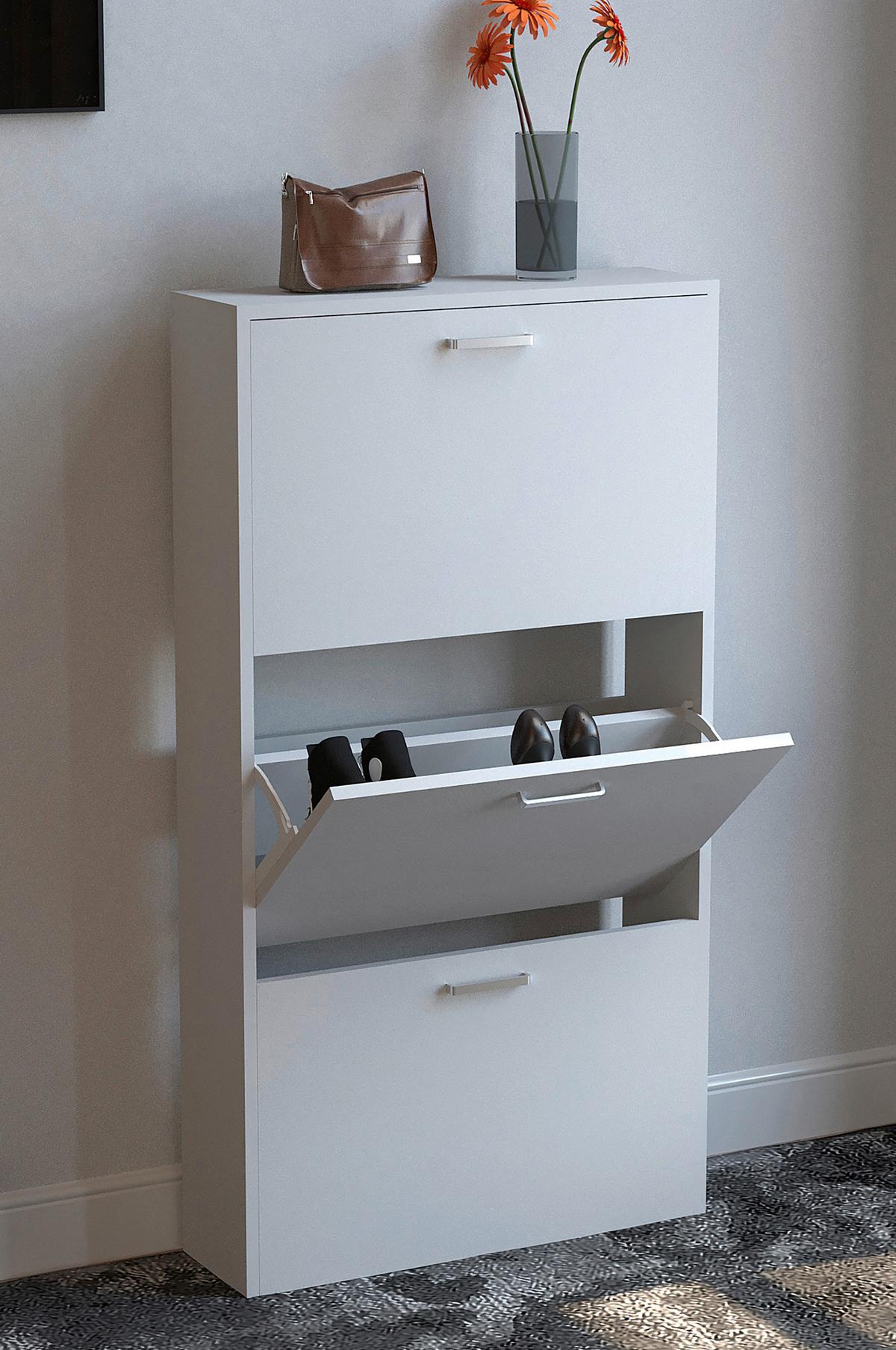 Schuhschrank Sulos Weiß B: 50 cm - Weiß, Design, Holzwerkstoff (50/108/17cm) - MID.YOU