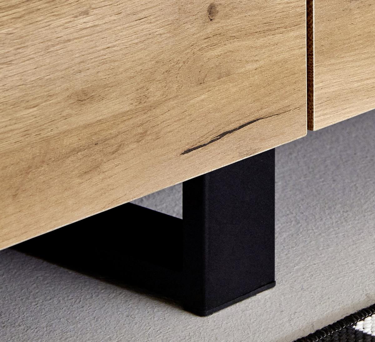 Sideboard 180 Cm Aspen Sb 180 Kernbuche - Eichefarben/Schwarz, KONVENTIONELL, Holzwerkstoff/Metall (180/74/39,5cm) - Livetastic