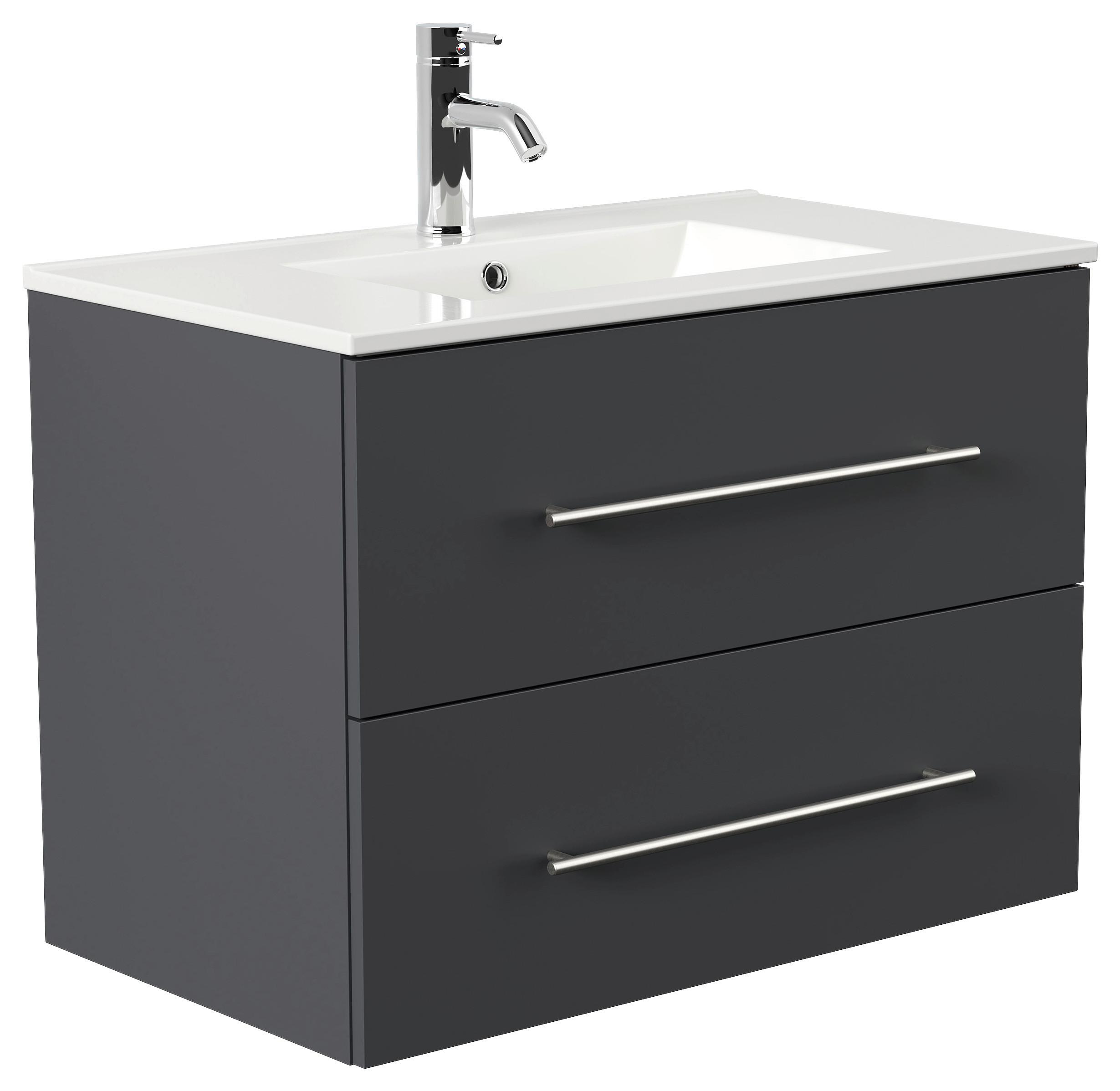 WASCHTISCHKOMBI Homeline, Graphitfarben B: 81 cm - Graphitfarben/Weiß, Basics, Keramik/Holzwerkstoff (81cm) - MID.YOU