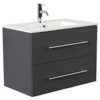 WASCHTISCHKOMBI Homeline, Graphitfarben B: 81 cm - Graphitfarben/Weiß, Basics, Keramik/Holzwerkstoff (81cm) - MID.YOU