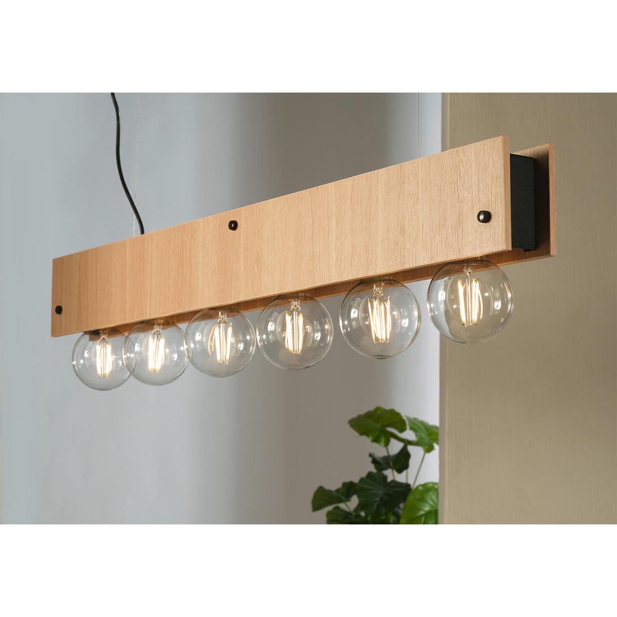 Hängeleuchte 5064/Sl - Eichefarben/Schwarz, Natur, Metall (100/9/150cm)