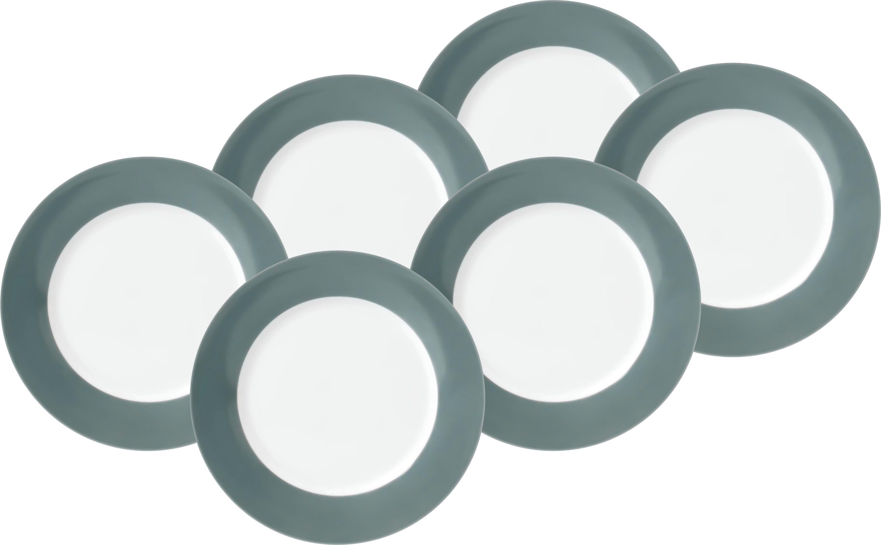 Speisetellerset Grau Weiß 6-teilig D: 26,5 cm - Weiß/Grau, Basics, Keramik (26,5cm) - Van Well