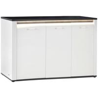 Sideboard mit Beleuchtung B 156,3 cm Alassio, Weiß - Schwarz/Graphitfarben, MODERN, Holzwerkstoff (156,3/86,2/40,7cm) - Luca Bessoni