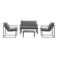 Loungegarnitur Göteborg *ph* - Dunkelgrau/Schwarz, MODERN, Glas/Textil (114/67/70cm) - Beldano