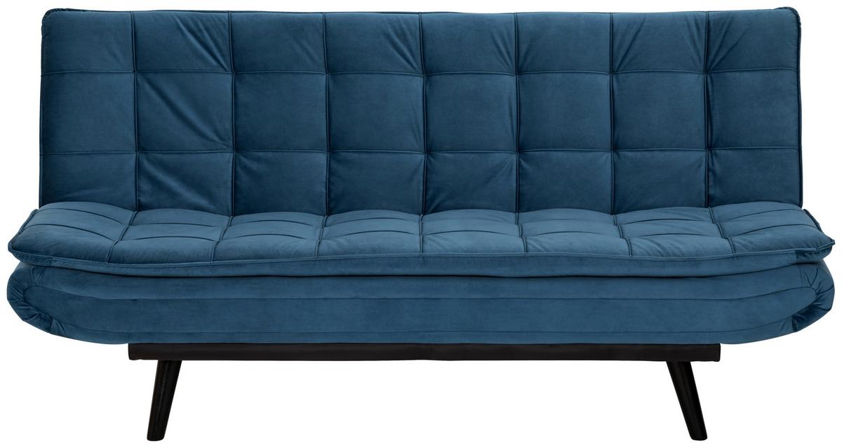 3-Sitzer-Sofa Mit Schlaffunktion Tuvalu B: 195cm - Blau/Schwarz, Design, Holz/Textil (195/96/96cm) - MID.YOU