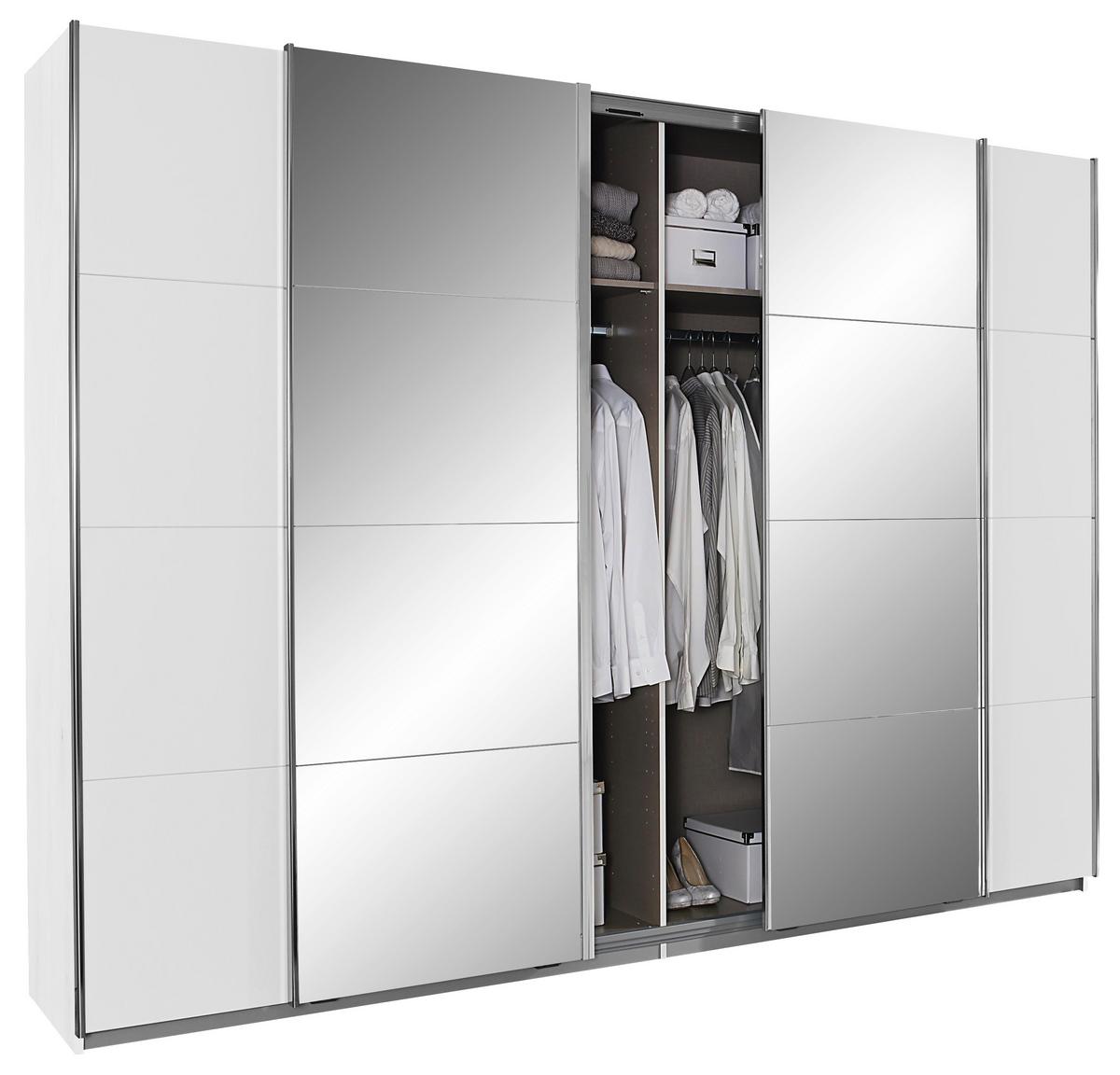 Skriňa s posuvými dverami SYNCHRONO, šírka 361 cm - bílá/barvy stříbra, Konvenční, kov/kompozitní dřevo (361/211/62cm) - Mömax