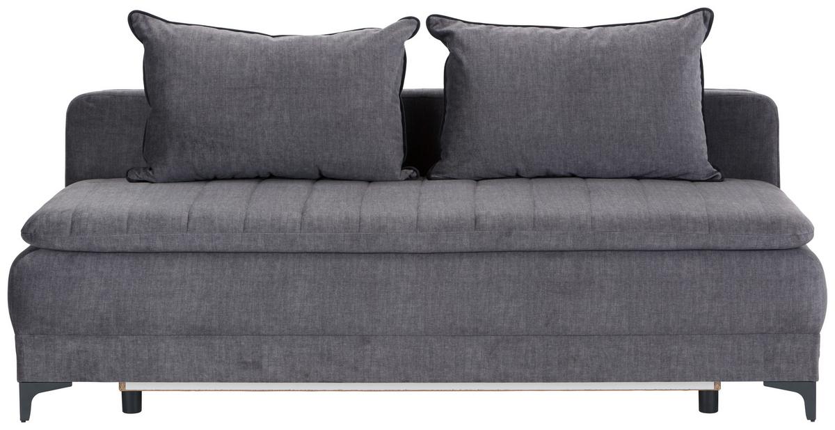 Boxpring Kanapé Emily - grafitszürke, Modern, textil (202/98/75,5cm) - Ondega