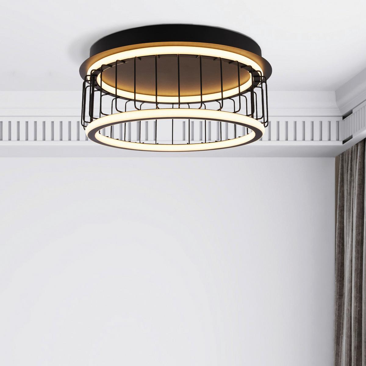 Led-deckenleuchte Circolo 54215-1bk - Schwarz, Design, Kunststoff/Metall (40/17,5cm)
