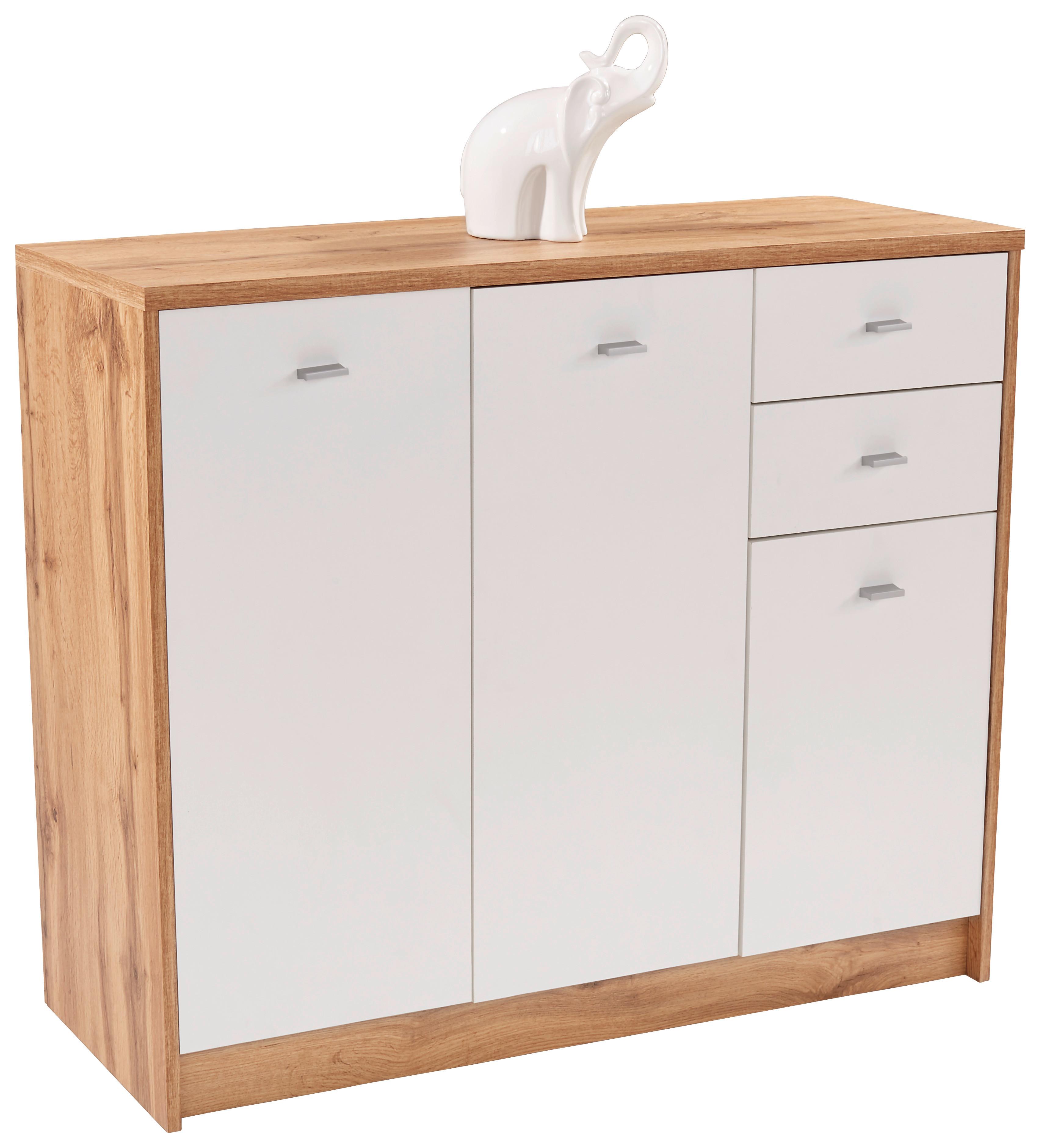 KOMODA 4-YOU NEW YUK05 - bílá/barvy dubu, Moderní, kompozitní dřevo/plast (109,1/85,4/34,6cm)