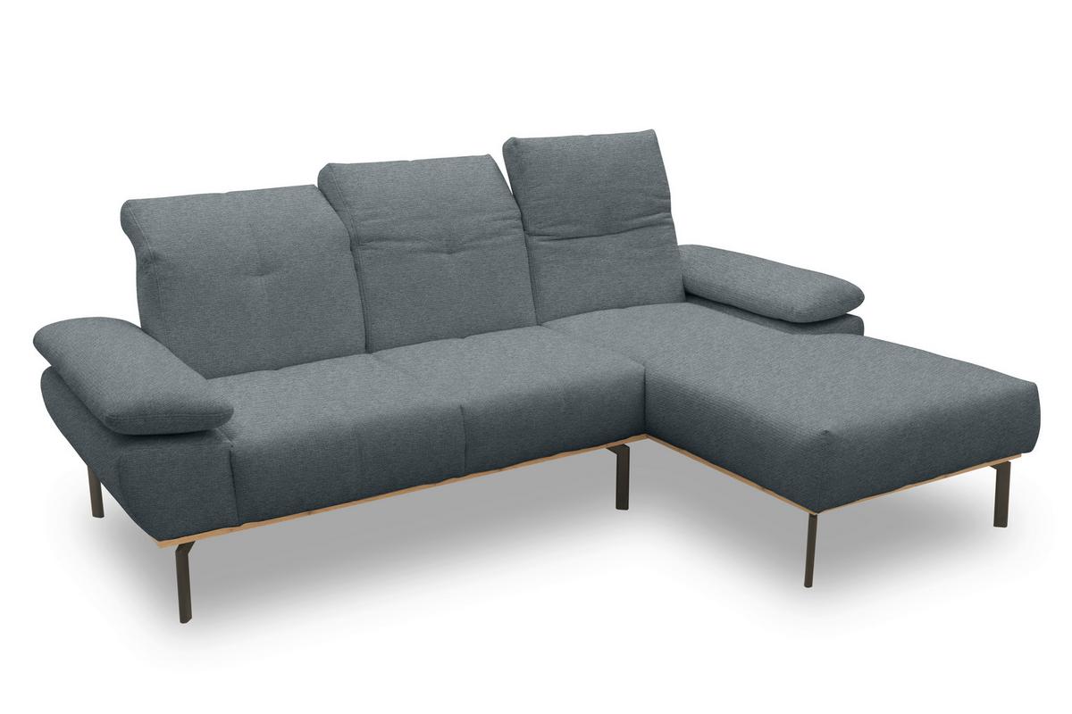 Ecksofa Grau S: 242x170 cm - Wildeiche/Schwarz, Design, Holz/Textil (242/170cm) - MID.YOU