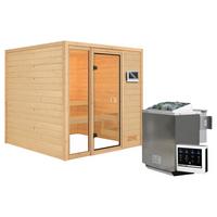 Sauna Marseille 3 mit Ext. Steuerung 196x187x196 cm - Naturfarben, Basics, Holz (196/187/196cm) - Karibu