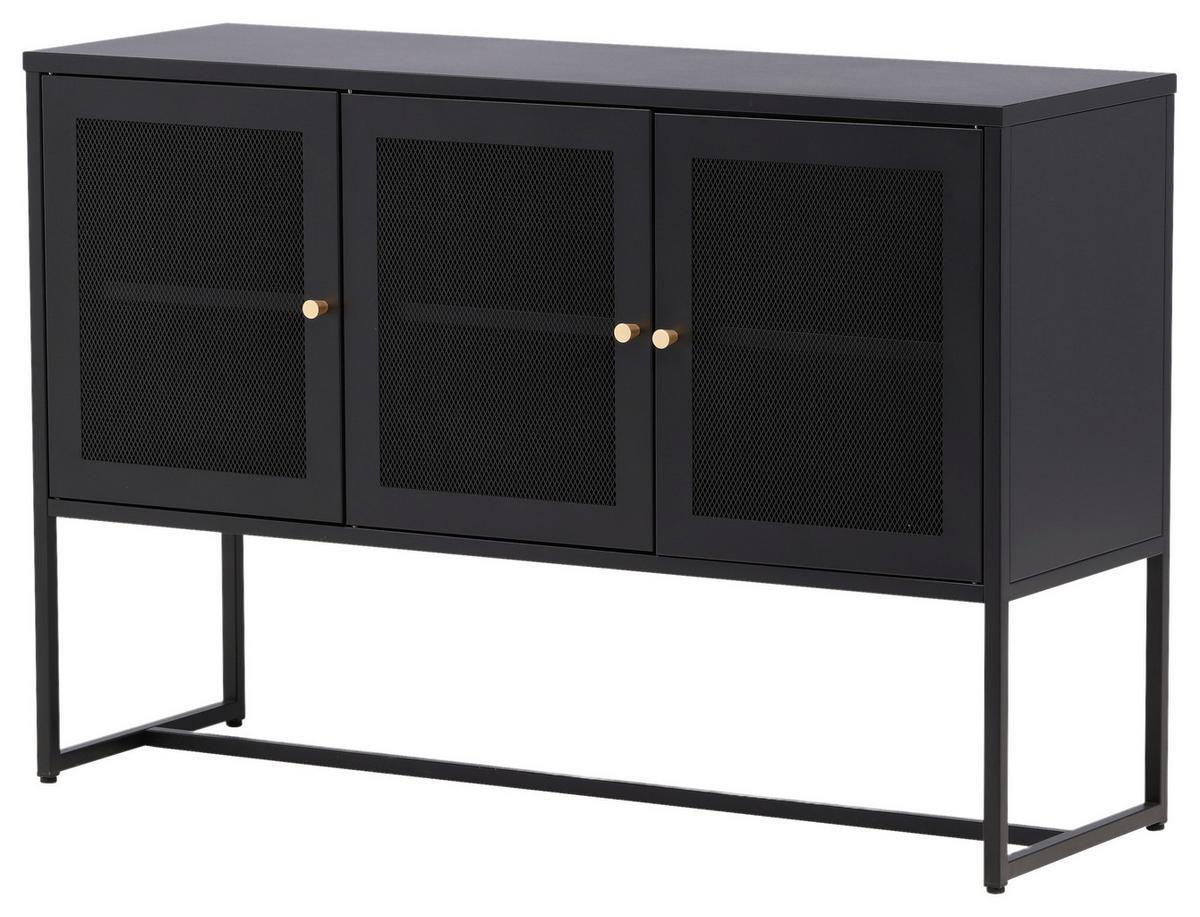 Sideboard Malla - Schwarz, Design, Metall (120/80/40cm) - Livetastic
