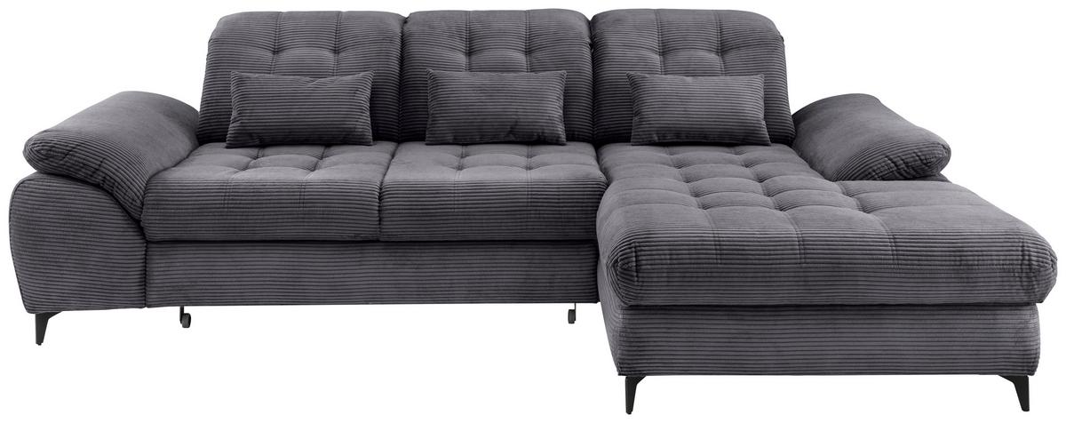 Eckschlafsofa Delphino, Grau S: 273x189 cm - Schwarz/Grau, MODERN, Textil (273/189cm) - Livetastic