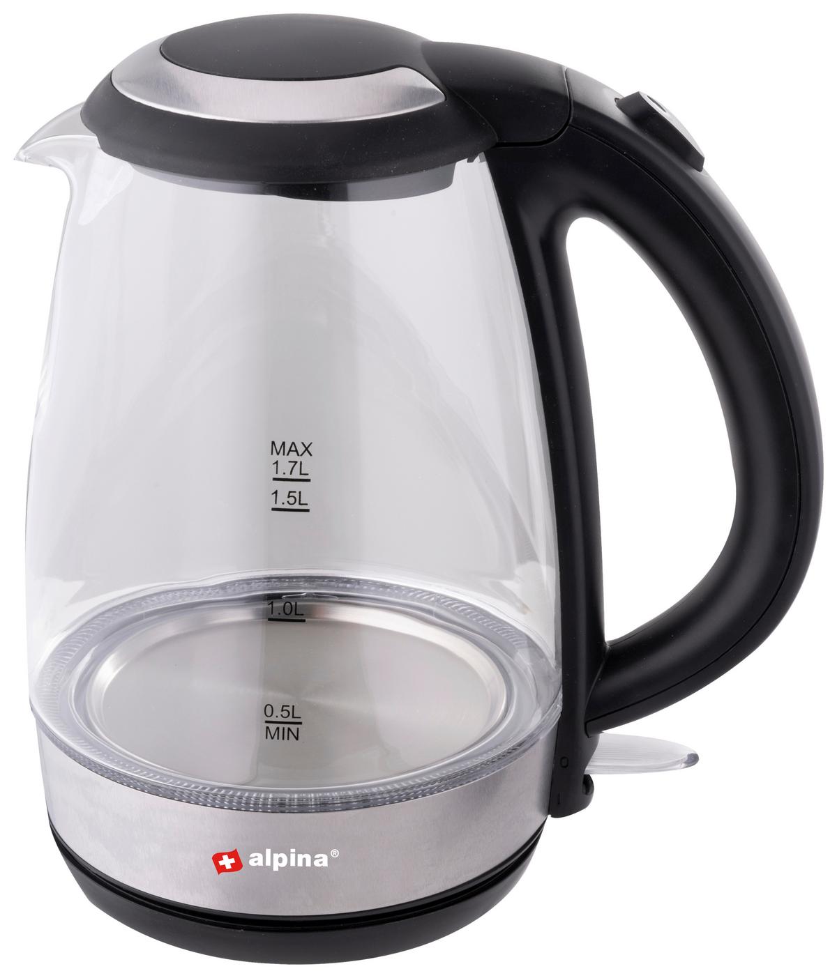 Wasserkocher 18554 Water Kettle - Schwarz, KONVENTIONELL, Glas/Kunststoff (22/15.8/24.7cm) - Alpina 6287