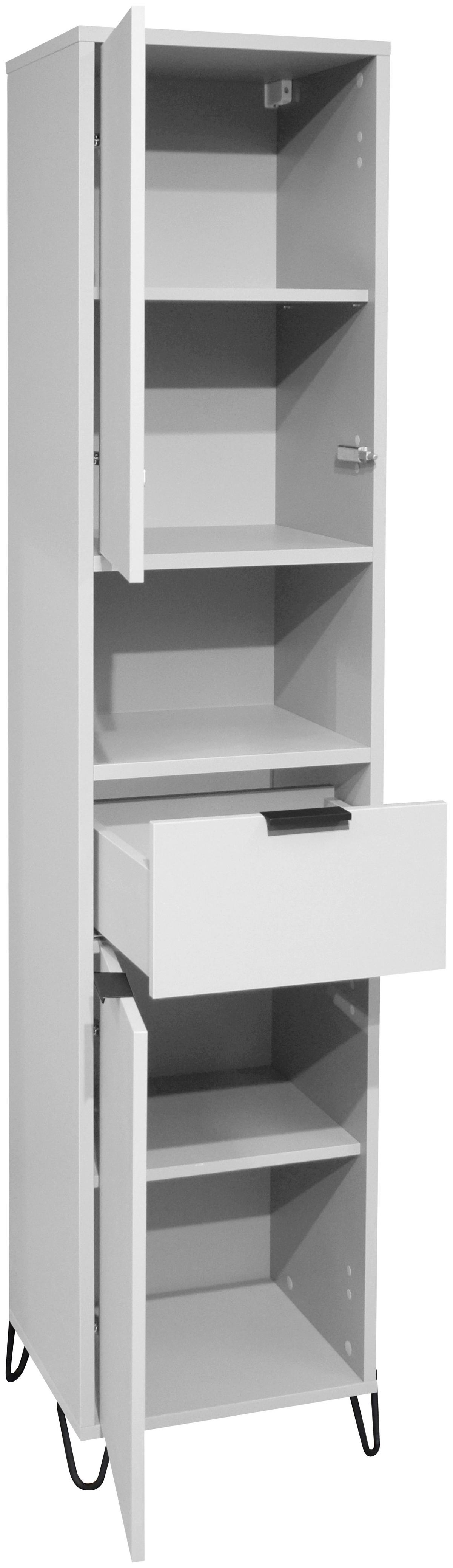 Hochschrank Bonnie Grau, B: 41 cm - Schwarz/Grau, MODERN, Holzwerkstoff (41/189/38cm) - Livetastic