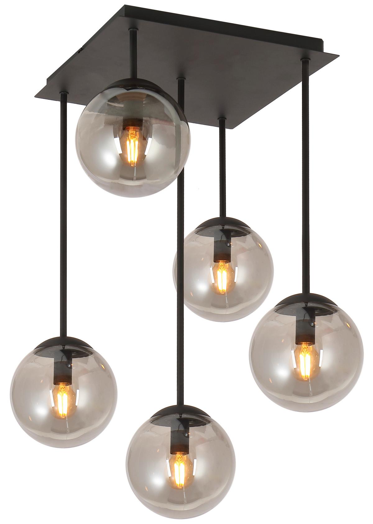 Hängeleuchte Yasmin H: 60 cm 5-Flammig - Schwarz, ROMANTIK / LANDHAUS, Glas/Metall (41/41/60cm) - James Wood