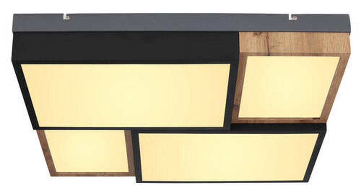 LED-Deckenleuchte 67286-50 - Opal/Schwarz, Natur, Holzwerkstoff/Kunststoff (60/60/9cm) - Globo