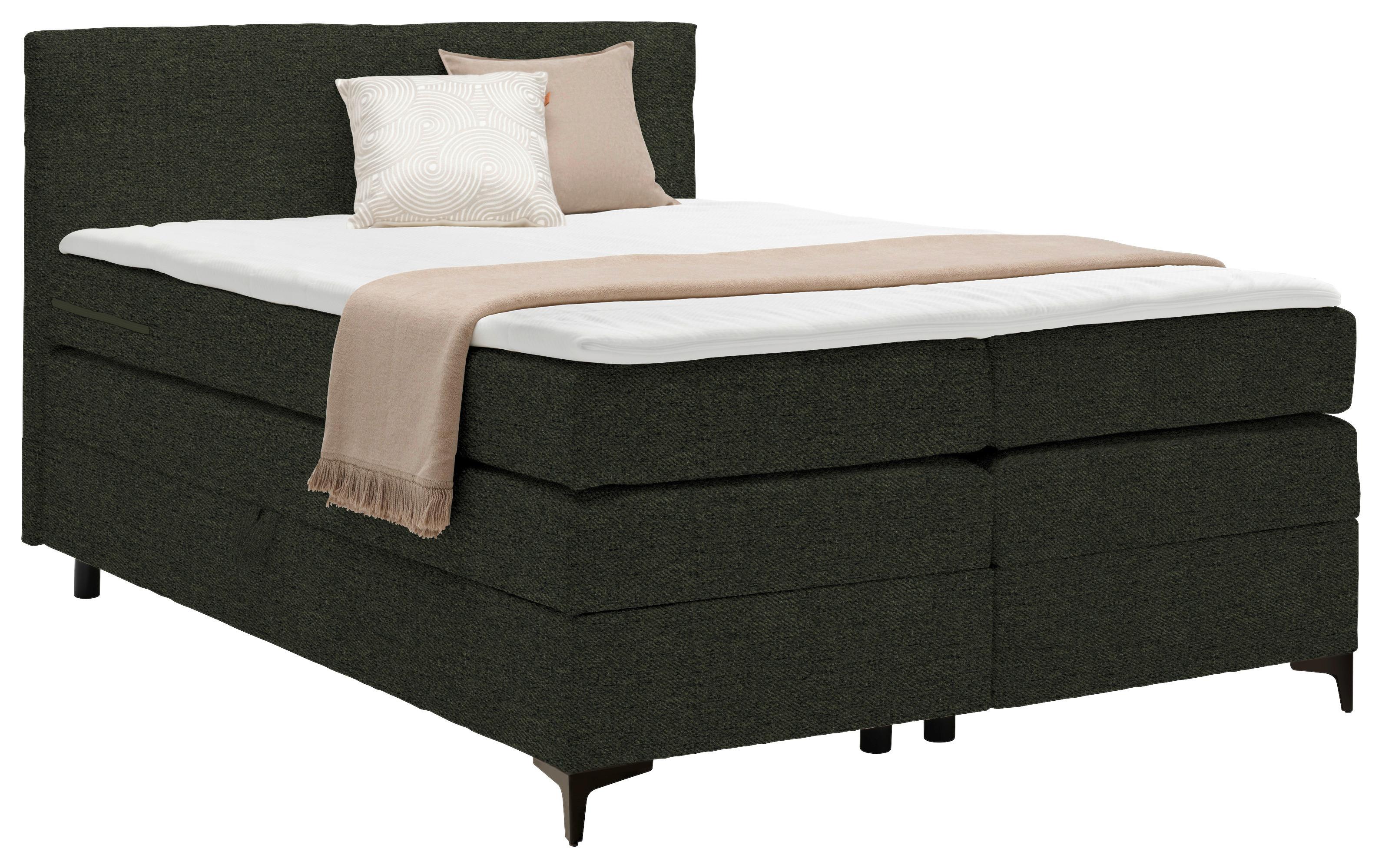 Boxspringová postel BARI 140/200, zelená - černá/zelená, Konvenční, kov/textil (140/200cm) - Mömax
