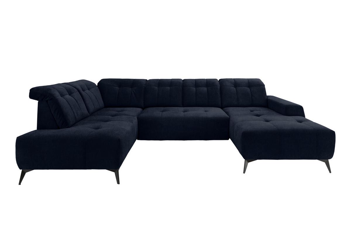 Ecksofa, Sitzvorzug Elektrisch Sano, Dunkelbl., 200x337x180cm - Schwarz/Dunkelblau, MODERN, Textil (200/337/180cm) - Livetastic
