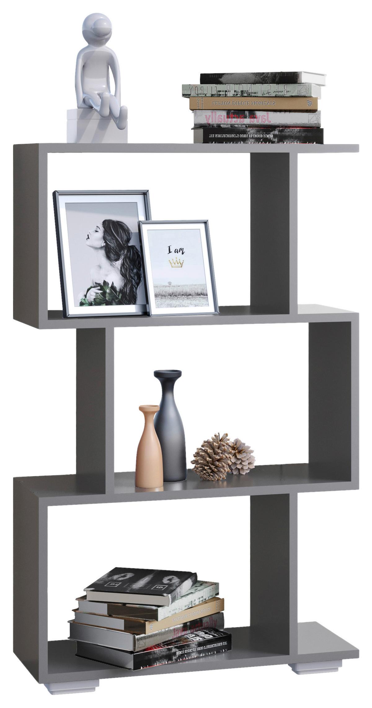 Regal Palusa Anthrazit B: 60 cm - Anthrazit/Silberfarben, Design, Holzwerkstoff (60/97/24cm) - MID.YOU