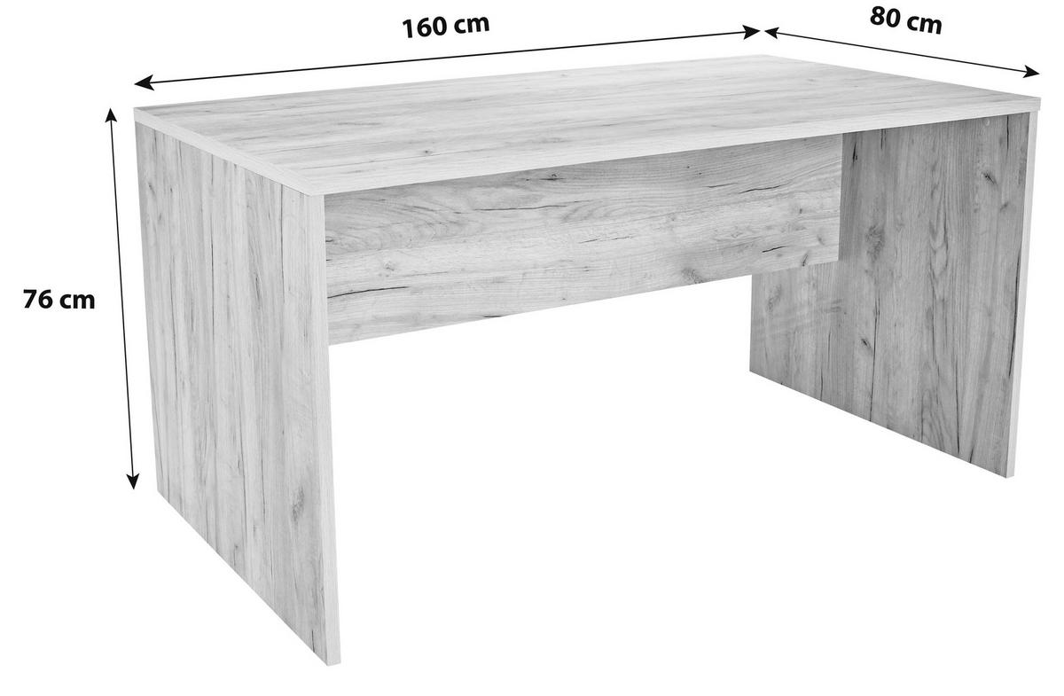 Schreibtisch B 160cm H 76cm Profi, Eiche Dekor - Eichefarben, MODERN, Holzwerkstoff (160/76/80cm) - Ondega