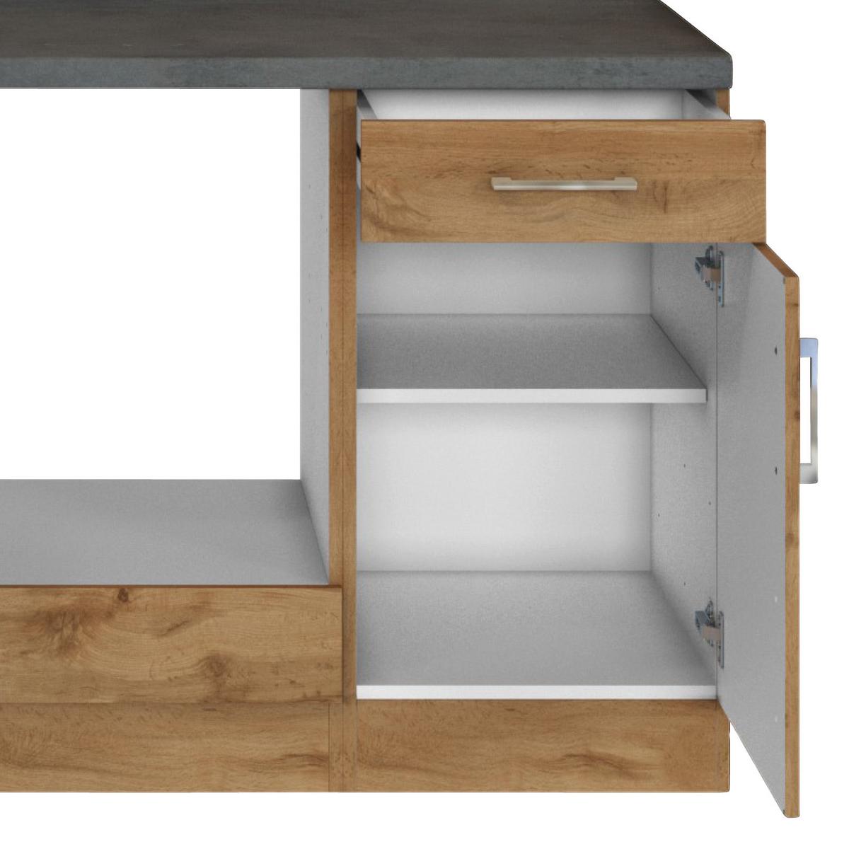 Küchenzeile Sorrento ohne Geräte B: 210 cm Eichefarben - Schieferfarben/Eiche Wotan, MODERN, Holzwerkstoff (210cm) - Held