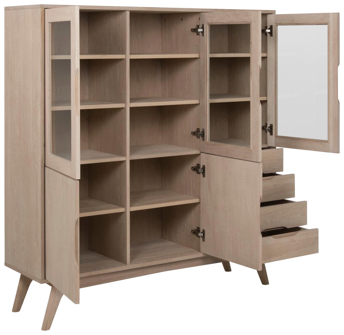 Vitrine Marte - Eichefarben, MODERN, Glas/Holz (140/148/40cm) - MID.YOU