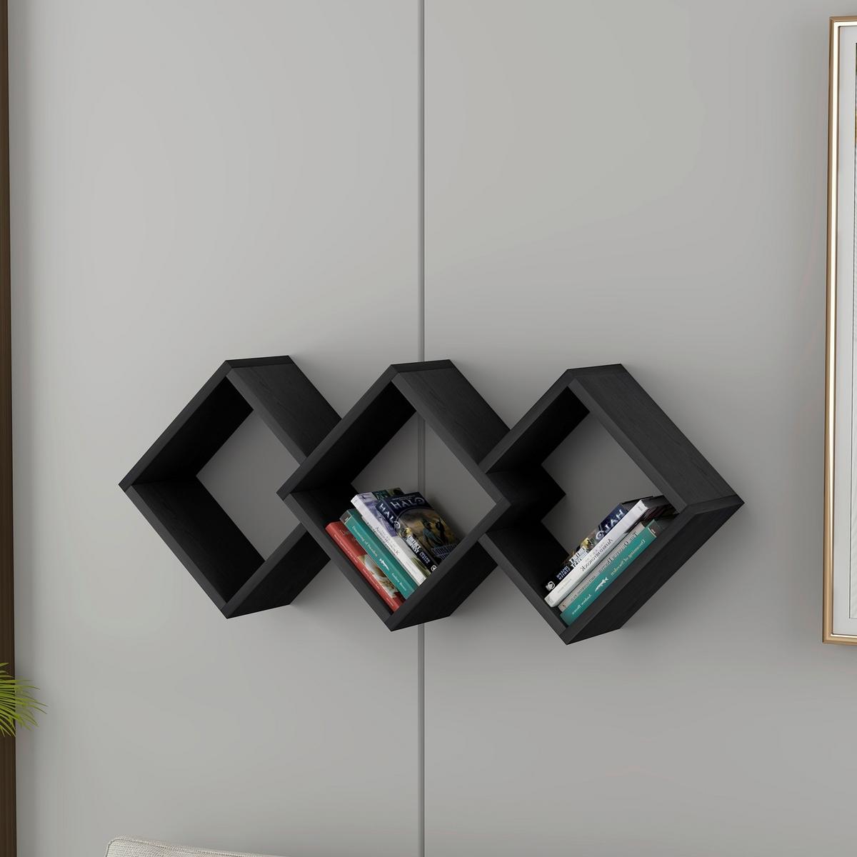 Wandregal Galaxy Schwarz B: 102 Cm - Schwarz, Design, Holzwerkstoff (102/42/20cm) - Livetastic