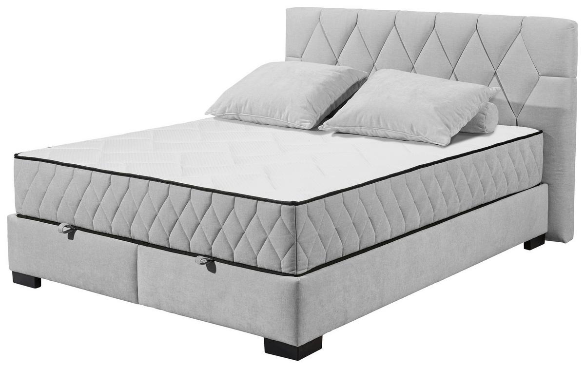 Boxbett Nagol B - Hellgrau/Schwarz, MODERN, Holzwerkstoff/Textil (160/200cm) - MID.YOU